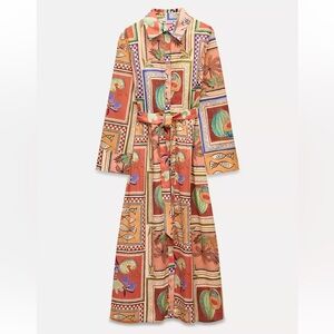 ZARA PRINTED SHIRT DRESS ZW COLLECTION